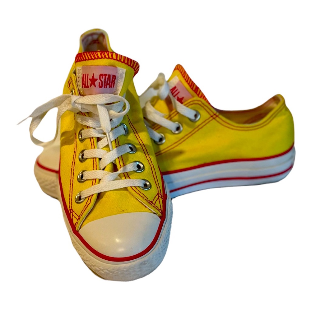 Converse Yellow Low top /Womens size 7 Mens size 5 /Red Stitch